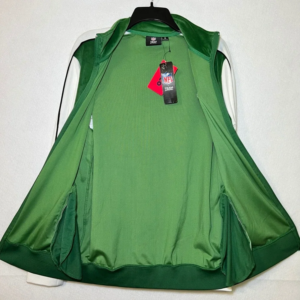 New Foco Philadelphia Eagles NFL Velour Track Zip Retro Jacket Kelly Green Men M